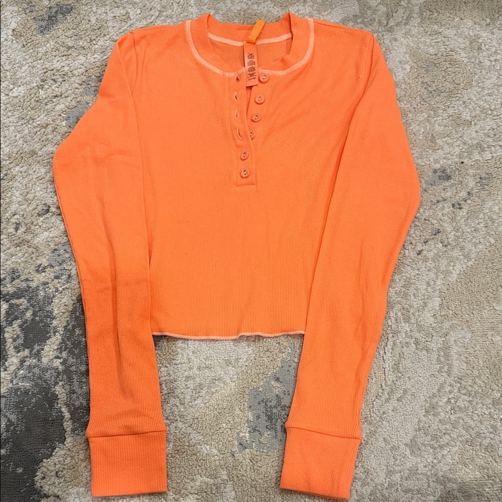 SKIMS Vibrant Orange Long Sleeve Top